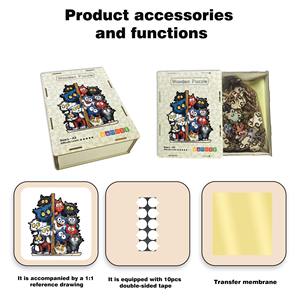 Nouveau puzzle en bois sur le thème du chat, puzzle <span class=keywords><strong>de</strong></span> dessin animé à faire soi-même, forme irrégulière, cadeau <span class=keywords><strong>de</strong></span> casse-tête, jeu anti-stress - Product Image 2