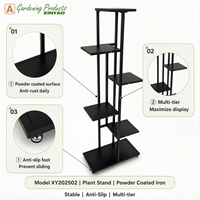 Étagère de rangement multi-niveaux en fer noir robuste et minimaliste pour salle de bain, épices, maison, salon, balcon, bureau, usage commercial