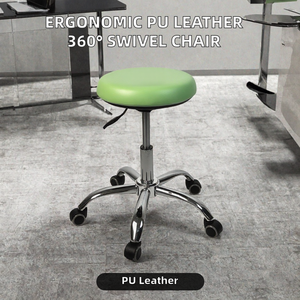 Chaise de bureau ergonomique pivotante à 360° en cuir PU de haute qualité, chaise de salle à manger commerciale, chaise de travail, chaise de beauté, chaise de barbier, cadre en acier réglable - Product Image 2