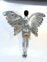 Efun Ensemble de haute qualité miroir papillon ailes d'ange modèle adulte piste argent pour femme piste performance et cosplay