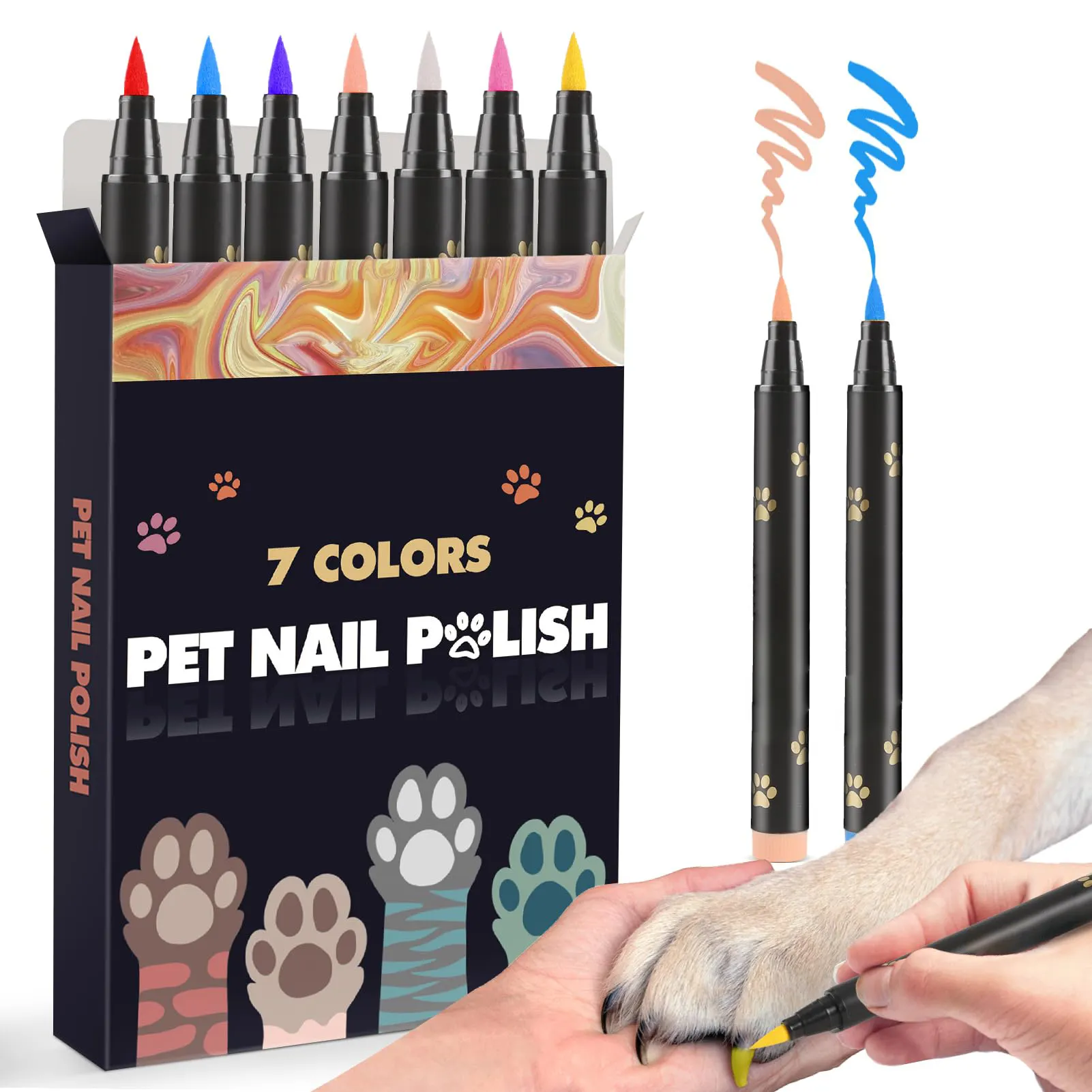 Nieuw Product 7 Kleuren Waterdichte En Veilige Nagellaksets Voor Huisdieren Voor Diy Mooie Ideeën Voor Hondennagels