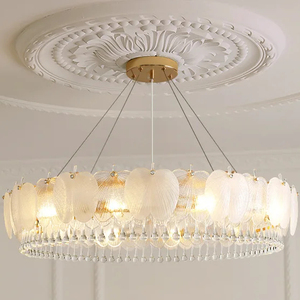 Hiện đại Kem gió Vòng lông loại phòng ngủ đèn chùm tinh tế phổ biến biệt thự phòng khách thủy tinh ánh sáng mặt dây chuyền - Product Image 3