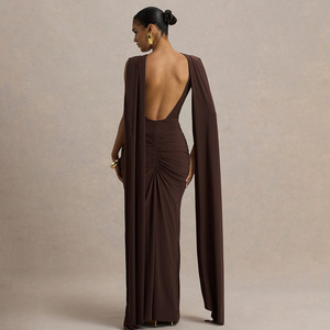 Vestido de Noche para Mujer, Sin Mangas, Espalda Descubierta, Color Sólido, Largo, Ajustado, para Fiestas Formales - Product Image 4