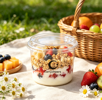Gobelets personnalisés imprimés pour Açaï 24oz (800ml), coupes à parfait avec couvercles, gobelets à limonade à fond rond, coupes à dessert en plastique transparent pour yaourt et fruits