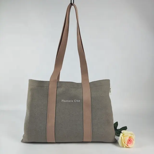 Velvet Shopping Bags Reusable Brown Velvet Tote Shopping Bag Velvet Tote Print Custom Bag With Logo