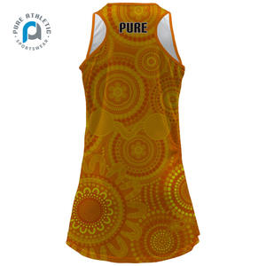 Falda de Tenis Personalizada Sublimada para Mujer, Estilo <span class=keywords><strong>Razorback</strong></span>, Diseño Aborigen, Uniformes de Netball con Baberos de Velcro - Product Image 2