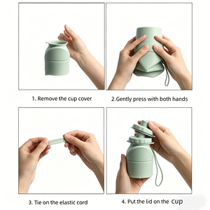 Bouteille d'eau pliable en silicone, portable, anti-fuite, gobelet de voyage pliable pour les sports de plein air, la randonnée, le camping, modèle de marque personnalisé - Product Image 4
