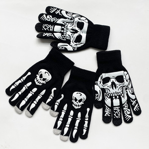 Guantes de garra de calavera que brillan en la oscuridad de Jacquard americano europeo para uso diario deportivo para guantes brillantes transfronterizos de Amazon para - Product Image 1