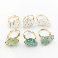 Bague réglable faite à la main de Style bohème 100% Quartz naturel Crustal Wire Wrapped Jewelry Offre Spéciale Raw Stock Fashion Rings