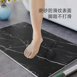 แผ่นรองอาบน้ำดินไดอะตอมเมียส์ลายหินอ่อนสีดำทรงสี่เหลี่ยมผืนผ้า ดูดซับน้ำได้ดี กันลื่น แห้งเร็ว สไตล์นอร์ดิก - Product Image 4