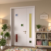 Armoire en bois massif avec portes vitrées à double battant, couleur blanc, pour chambre à coucher, placard, salle de jeux pour enfants, porte intérieure à assembler