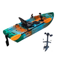 Kayak motorisé modulaire 2025 de 9 pieds de large en HDPE, facile à ranger, pour la pêche, propulsion par pédales, application de surf pour 3 personnes, 2 places