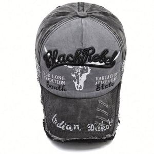 Vintage Embroidered Letter Baseball Cap High Quality 6 Panel Distressed Sunshade <b>Hat</b> with Curved Brim <b>for</b> Men Women - Product Image 3