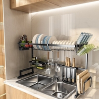 Meilleure vente égouttoir à vaisselle multifonctionnel à 2 niveaux léger et durable égouttoir à couverts étagère de rangement pour ustensiles de cuisine