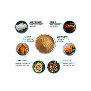 6 em 1 poderoso cogumelo Extrato em pó <span class=keywords><strong>30</strong></span>% Beta Glucan - Lions Mane, Reishi, <span class=keywords><strong>Cordyceps</strong></span>, Chaga, Turquia cauda, Maitake - Product Image 1
