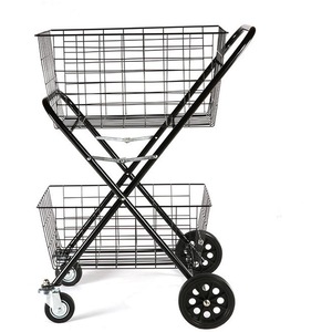 <span class=keywords><strong>Chariot</strong></span> de courses pliable en métal Jielai, <span class=keywords><strong>chariot</strong></span> de courses électronique pour les supermarchés, double panier, <span class=keywords><strong>chariot</strong></span> de courses pliable avec grandes roues - Product Image 1