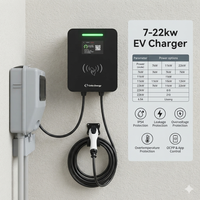 Cargador Inteligente para Vehículos Eléctricos de 22kw, Wallbox OCPP 4G Ethernet Wi-Fi, Control por Aplicación, Estación de Carga de CA de 32A para Estacionamiento Comercial