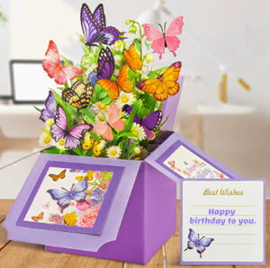 Carte de vœux d'anniversaire papillon violet tridimensionnel best-seller avec message joyeux anniversaire - Product Image 4