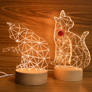 <span class=keywords><strong>Lampe</strong></span> <span class=keywords><strong>chat</strong></span> base en bois pour chambre à coucher veilleuse <span class=keywords><strong>chat</strong></span> acrylique vente en gros - Product Image 1