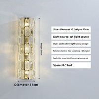 Applique murale LED moderne de luxe léger en cristal avec cadre en acier inoxydable pour chambre à coucher, chevet et mur de fond