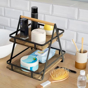 ชั้นวางของในครัวเหล็กและไม้ 2 ชั้น สำหรับจัดระเบียบผลไม้ ผัก ขนมขบเคี้ยว ขนมอบ และของใช้จำเป็นในชีวิตประจำวัน - Product Image 2