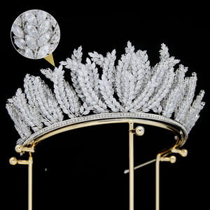 Luxe mariée Zircon diadèmes couronne mariage haute qualité diamant cheveux accessoires diadèmes princesse Pageant feuille strass coronas - Product Image 2