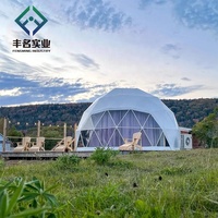 6m meilleur choix pour le camping en plein air d'hiver Igloo géodésique maison dôme préfabriquée de luxe tente dôme de glamping avec cheminée et salle de bain