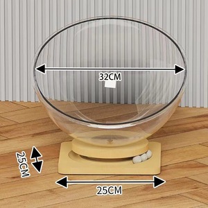 سرير قطط على شكل كبسولة فضائية دوار للاستخدام في جميع الفصول، سرير قطط بلاستيكي شبه مغلق مع لعبة مدمجة للحيوانات الأليفة - Product Image 4