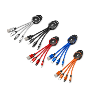 Logotipo LED 3 en 1 Cargador corto Tipo-<span class=keywords><strong>C</strong></span> Cable <span class=keywords><strong>USB</strong></span> 14cm Chaqueta trenzada de nylon Teléfonos móviles Cable electrónico - Product Image 6