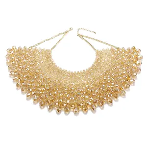 Luxury Handmade Crystal Beaded Necklaces Bib Collars Shiny Beads Scarf Necklace Choker Women shawl Wedding Dress Jewelry
