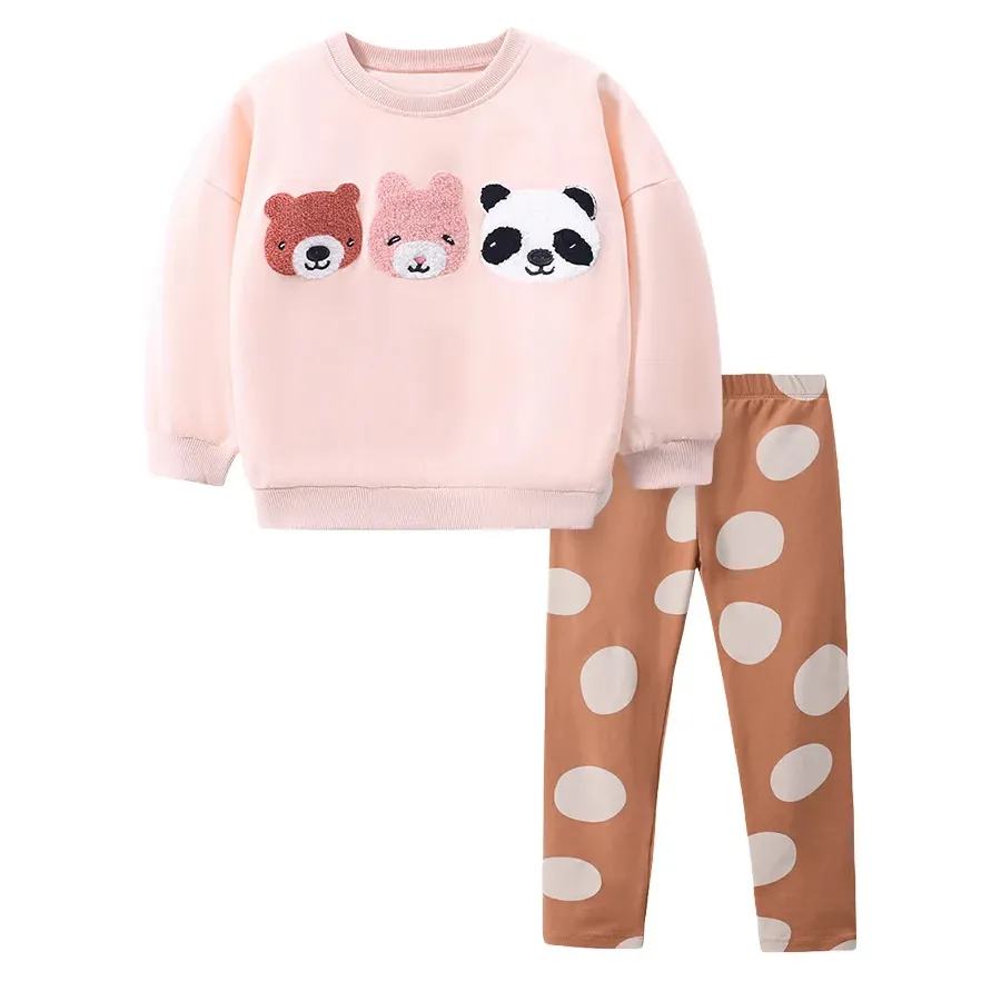 Vente en gros Ensemble de vêtements pour filles enfants Broderie Sweat-shirt Top + Legging Automne Vêtements pour enfants Ensembles 2 pièces