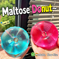 Mini Jouet Squishy Donut Transparent en Maltose, Anneau à Presser à Rebond Lent, Anti-Stress, Cadeau de Bureau pour Enfants, Adolescents et Adultes