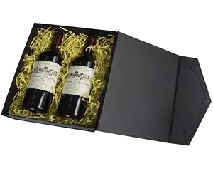 Marque de luxe 2 bouteilles de vin cadeau emballage fort boîtes magnétiques