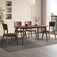 Ensemble table et chaises en bois de noyer noir, design contemporain, durable, écologique, capacité 4 personnes, rectangulaire, mobilier de maison