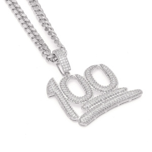 จี้ทองแดงสไตล์ฮิปฮอปสำหรับผู้ชาย ประดับเพชรซิร์คอน 100 จุด - Product Image 4