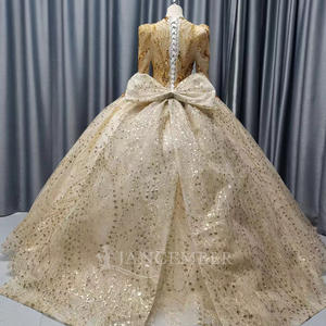 Robe de mariée élégante, robe de mariée ornée de fleurs, Vestidos De Novias, robe de soirée en dentelle à sequins et perles, Nigéria Lscm09 Jancember - Product Image 5