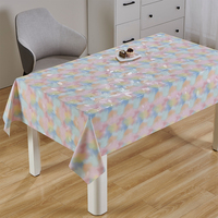 Nappe rectangulaire en PVC effet aquarelle arc-en-ciel, imprimé dégradé pastel, pour table à manger, décoration intérieure