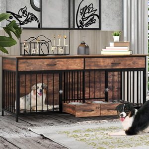 Fabrika fiyat büyük ağır köpek sandık kulübesi kafes mobilya tarzı Metal ahşap - Product Image 2