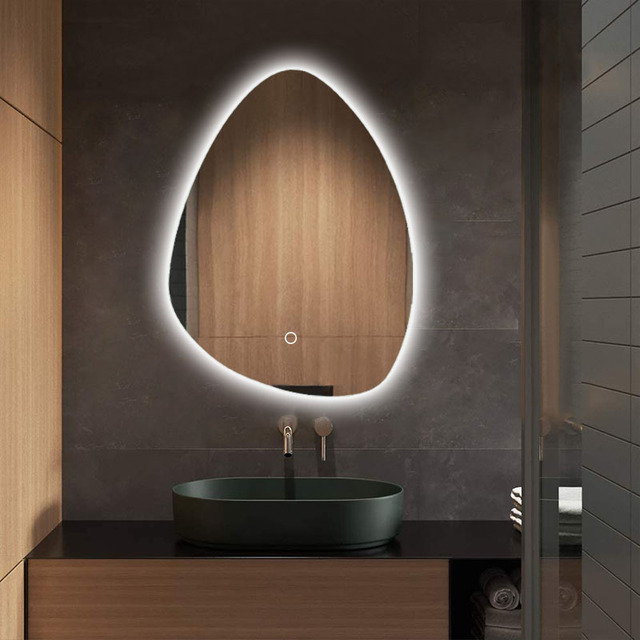 Modern Smart Backlit Wall Mirror for Bathroom LED Light Irregular Shaped Smart Mirror with LED Bathroom Screen