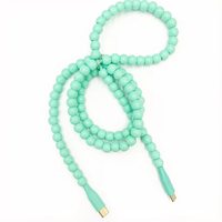 Câble de données pour voiture à charge rapide de type C avec perles bleu turquoise USB/Connecteurs