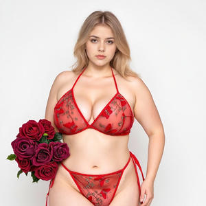 2025 chaud européen et américain discothèque fête grande taille brodé Sexy Lingerie deux pièces ensemble pour les femmes adultes - Product Image 1