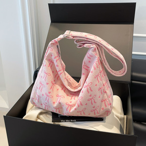 Nuevo Diseño, Bolso Tote Casual de Moda para Mujer, Estampado de Lazo, Pana, Gran Capacidad, Impermeable, Correa de Hombro, Bolso Bandolera - Product Image 1