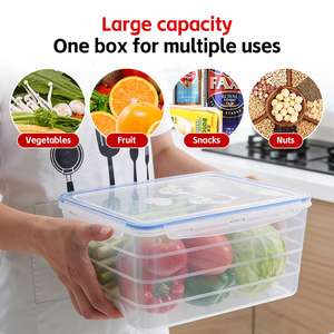 Plastic Food <b>Storage</b> <b>Containers</b> Refrigerator <b>Storage</b> Box with Sealed Lid Kitchen <b>Stackable</b> Freezer Safe Rectangle <b>Container</b> - Product Image 5
