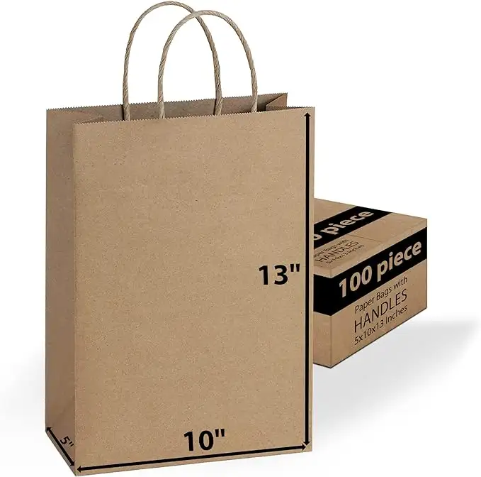 Sacchetti di carta con manici alla rinfusa per lo Shopping Packaging al dettaglio per feste regali artigianali e borsa merce Kraft