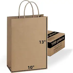 शॉपिंग पैकेजिंग के लिए थोक में हैंडल वाले पेपर बैग, खुदरा पार्टी क्राफ्ट उपहार गुडी और क्राफ्ट मर्चेंडाइज बैग