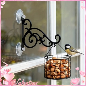 Black Metal Flower Basket Hanger Wall Hook Outdoor Garden Floral Stand Decorative <b>Hanging</b> <b>Bracket</b> - Product Image 6