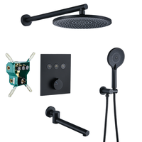 Robinet mitigeur de bain-douche, noir, 3 fonctions, bouton-poussoir dissimulé robinet de dérivation à 3 voies pour la salle de bains, livraison gratuite
