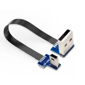 AM USB公到迷你usb公数据线充电数据2.0传输适配器A2弯曲至M6左弯曲柔性扁平电缆