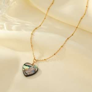 Luxury Heart-shaped Stainless Steel Gold-plated Necklace, Natural <strong>Abalone</strong> <strong>Shell</strong> Pendant High Quality <strong>Jewelry</strong> for Women - Product Image 2