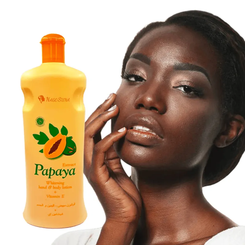 NAGOSUNA OEM Custom Skincare idratante nutriente latte corpo grezzo biologico Papaya limone frutta sbiancante lozione per il corpo
